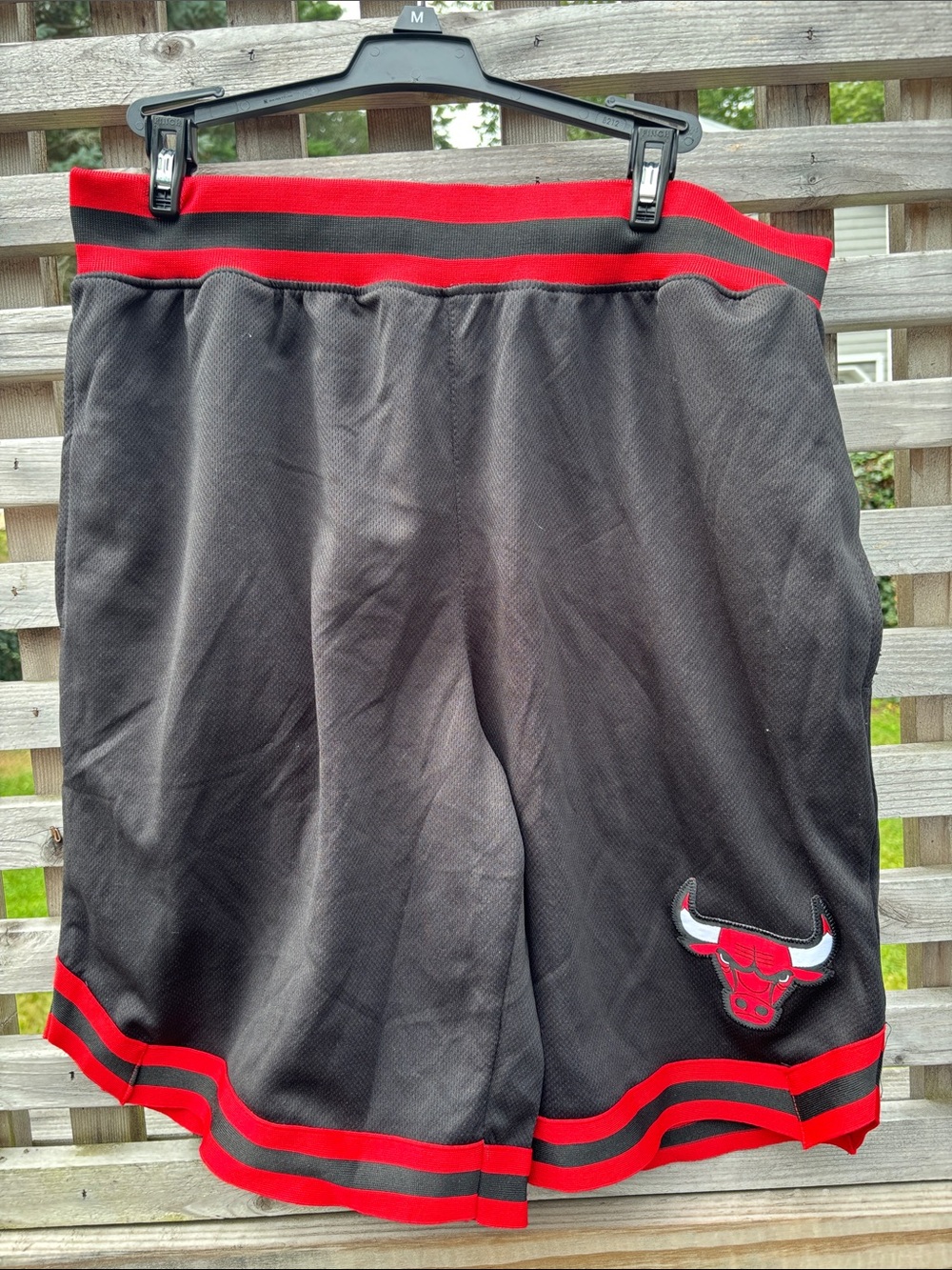 NBA Black and Red Men’s Basketball Shorts with Bulls Patch